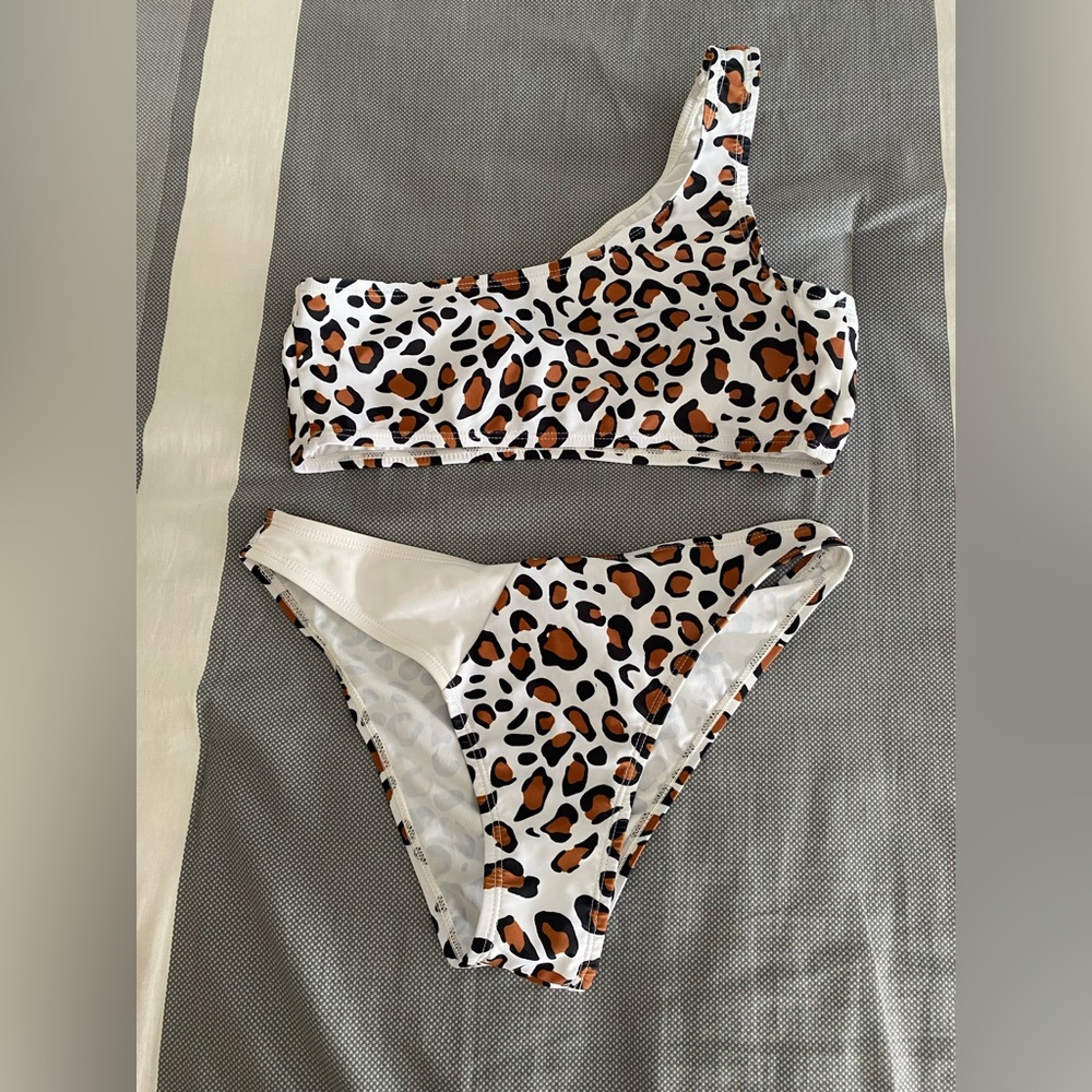 Fashion Nova White and Black Leopard Bikini